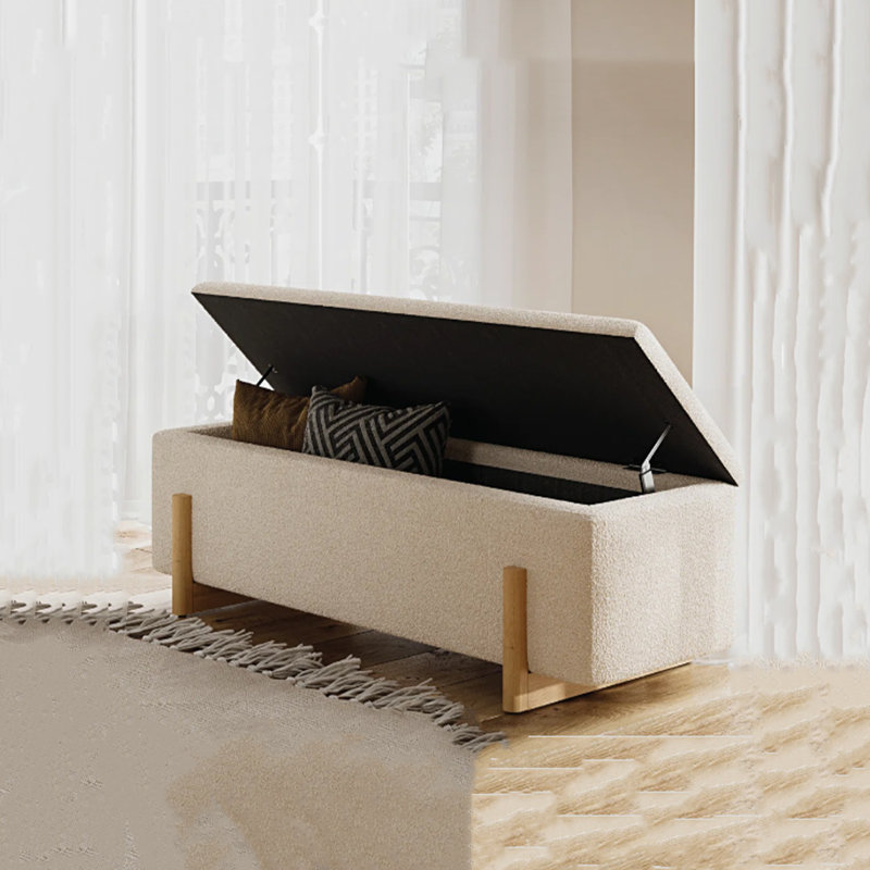 Repose-pieds élégant avec rangement en bois massif scandinave