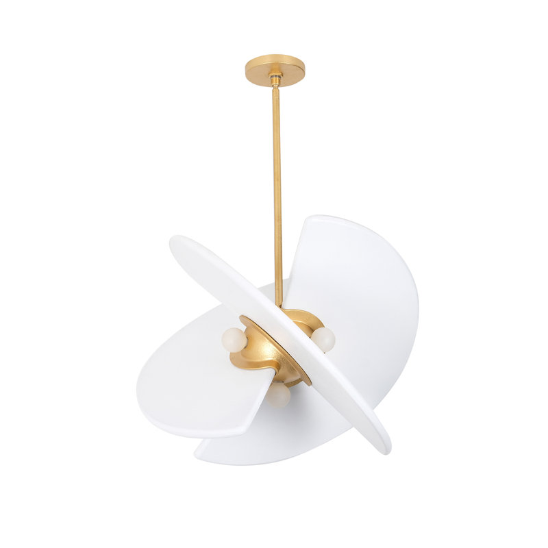 Rotary 4 LT Bright Gold/White Pendant Kalco