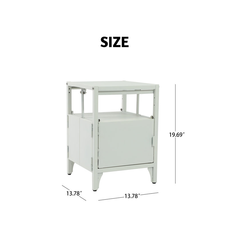Table de chevet pliable en métal, Blanc