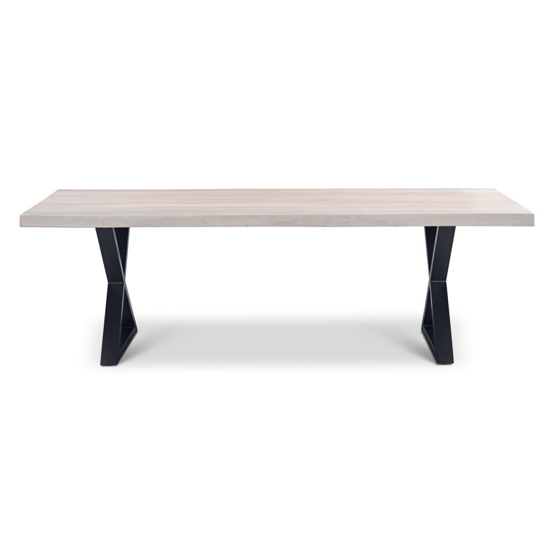 Colin X-Base Dining Table, 29.75"H x 92"L x 40"W, White Wash, Black