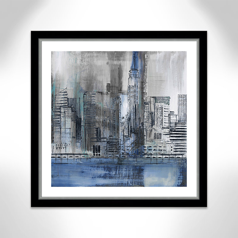 Eaubonne 'Empire State' Framed Acrylic Painting Print, Black/Silver Framed