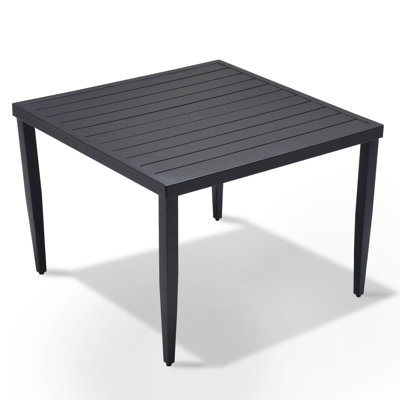 Outdoor Patio 40"X40" Square Lightweight Aluminum Dining Table With Tapered Feet & Umbrella Hole