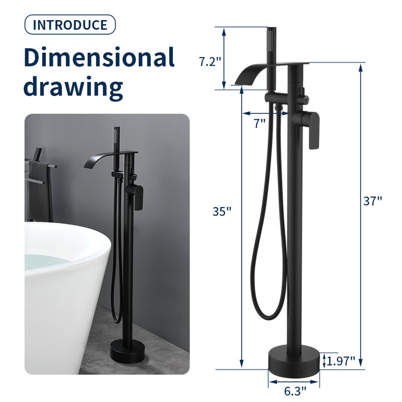 Floor Tub Spout, Black