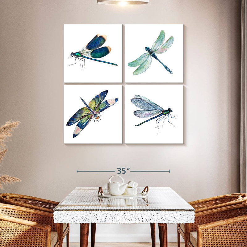 Libellules bleues, reproduction sur toile, H 45 po x l 45 po x P 1,25 po