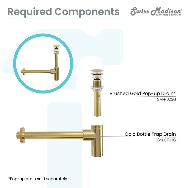 Swiss Madison Bottle Trap Drain, Gold