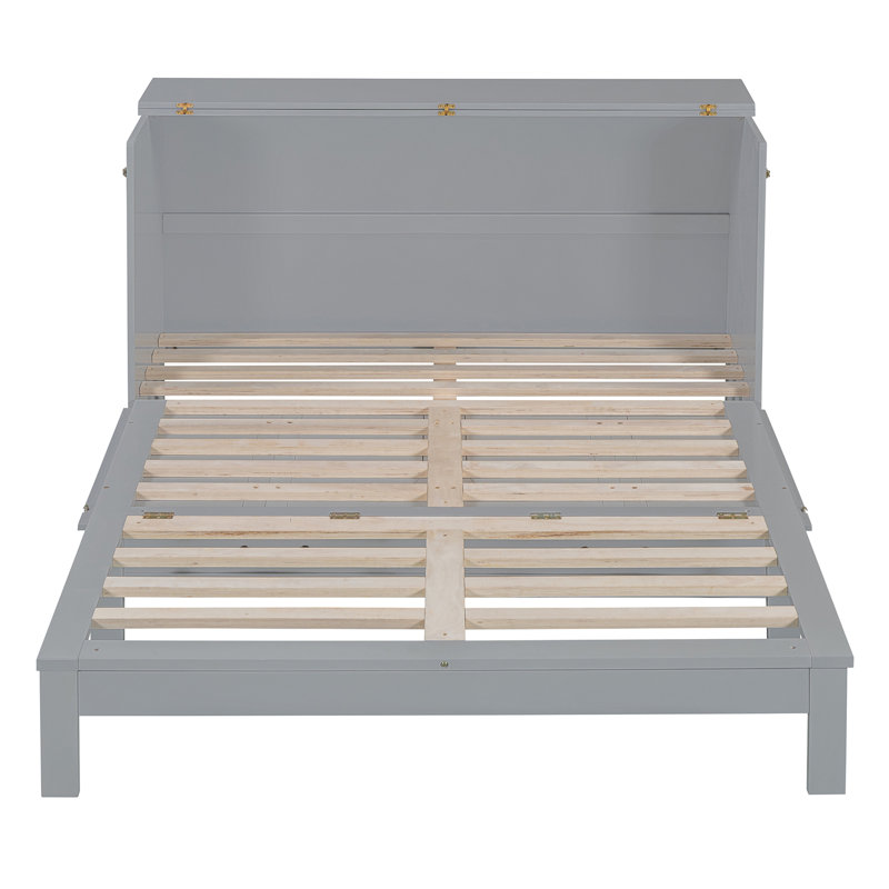 Lit escamotable avec grands tiroirs Murphy, Gris, Grand lit