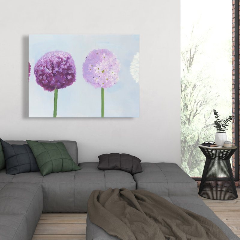 Dahlia Pompon - toile mauve hyperréaliste pour la décoration intérieure