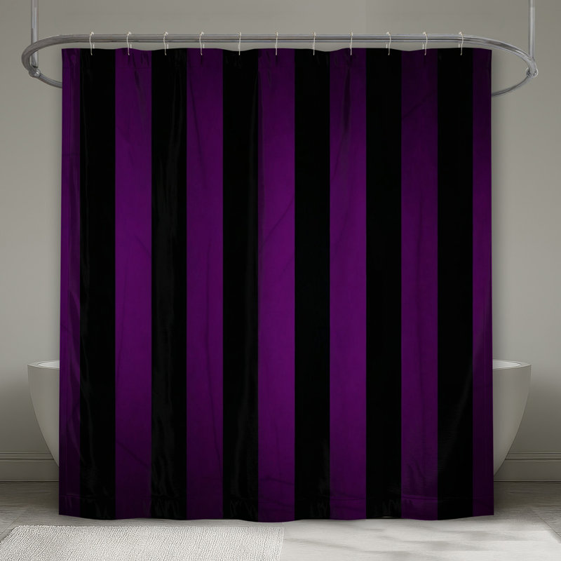 Rideaux de douche mauves à rayures extra longues, 70in W x 84in H