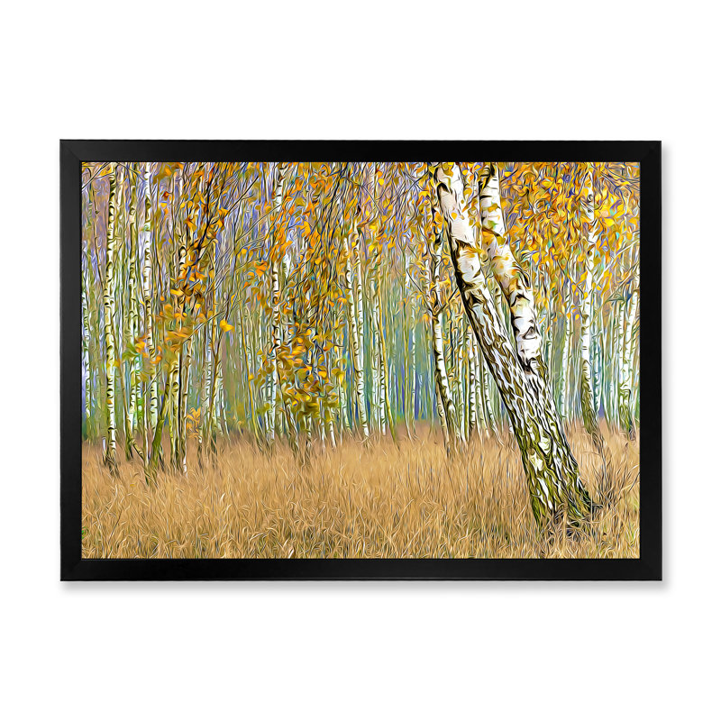 «Autumn Birch Forest Art III», reproduction sur toile flottante, Cadre photo noir, H 12 po x l 20 po x P 1 po