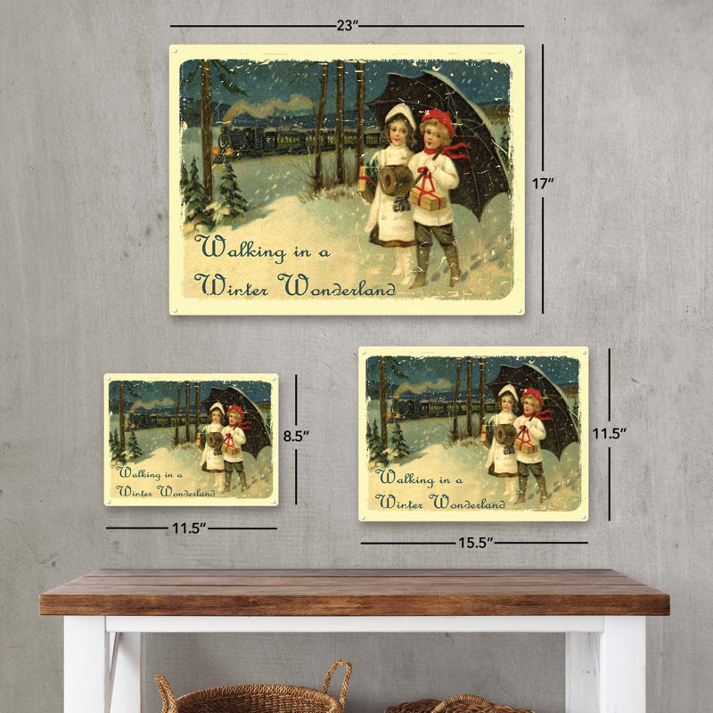 Plaque en métal Winter Wonderland, H 11,5 po x l 15,5 po x P 0,04 po
