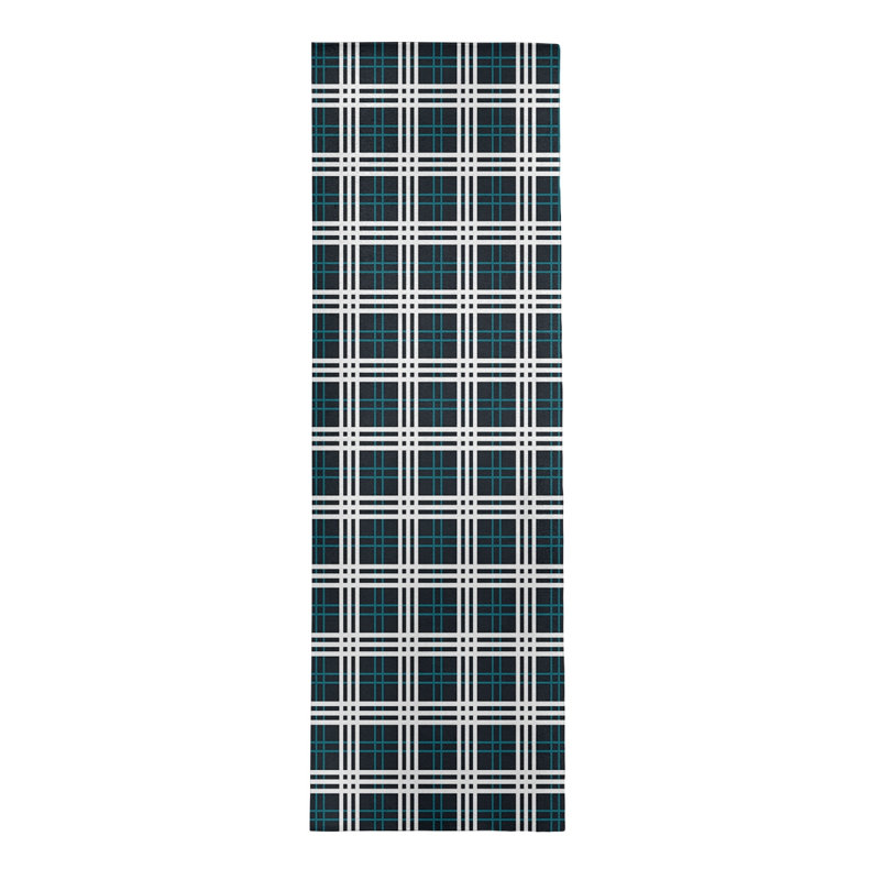 Plaid Black Area Rug, Runner 2'6" x 8'