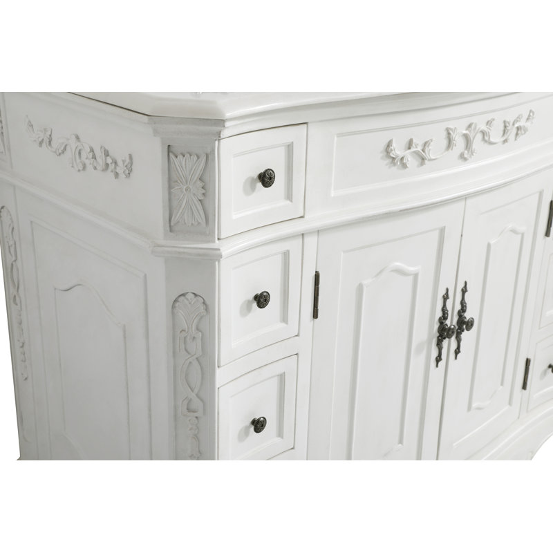 42'' Single Bathroom Vanity with Top, Antique White, Cream