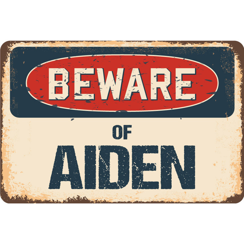 Panneau Aina Beware of Aiden, H 6 po x l 9 po x P 0,1 po