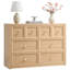 6 Drawers Dresser Cabinet,  Natural, 47 inch Width Wood Chest of Drawers ,Dresser Organizer-1707907343