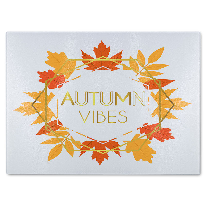 Autumn Vibes Glass Chopping Board, 40cm L x 28cm W