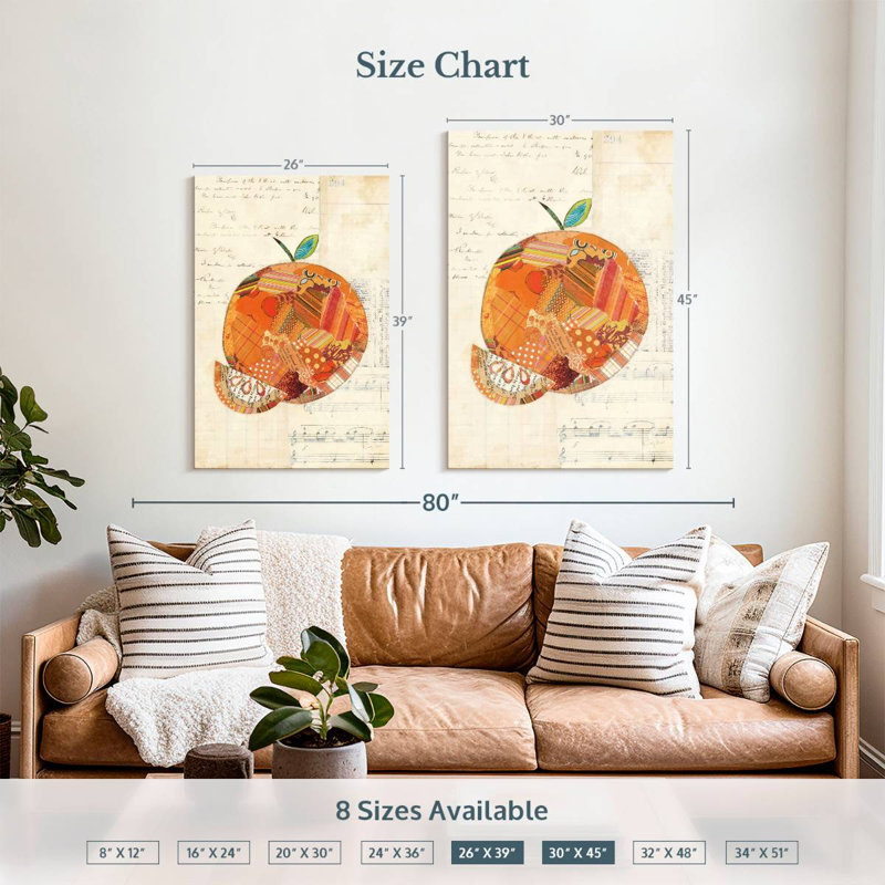 Yarlin Orange Patterns, 39" H x 26" W