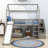 Twin Size Wooden House Loft Bed With Slide And Storage-1385278505