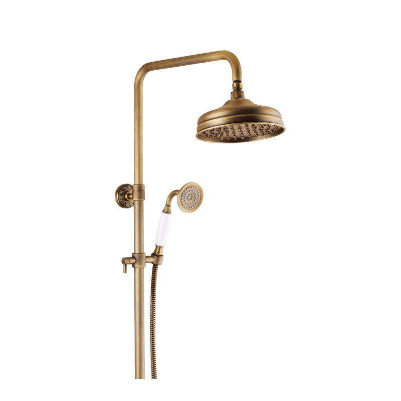 Antique Brass Retro Brushed Bath Shower Mixer Tap Panel Wall Mounted Rainfall
