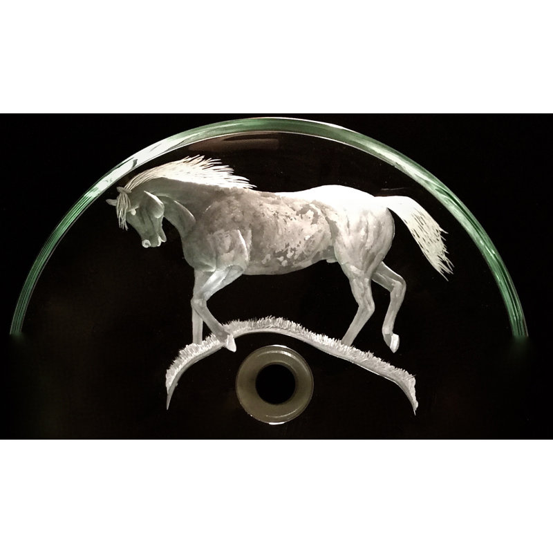 Elegant Glass Engraving Studio 16.5'' Glass Circular Bathroom Sink