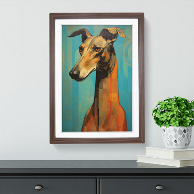 Greyhound Art Deco - Framed Print