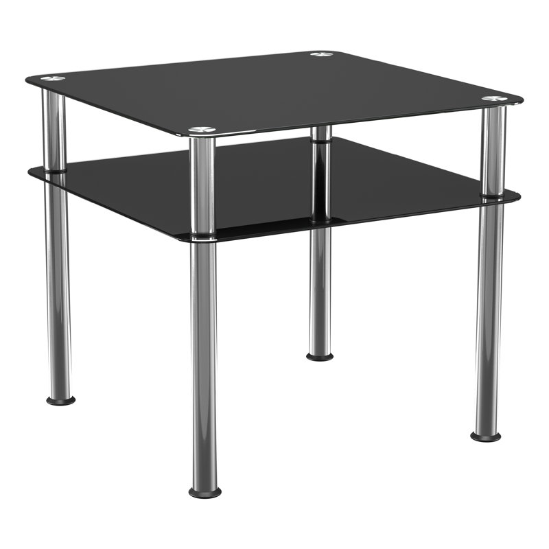 Byrge Glass Top End Table, Chrome