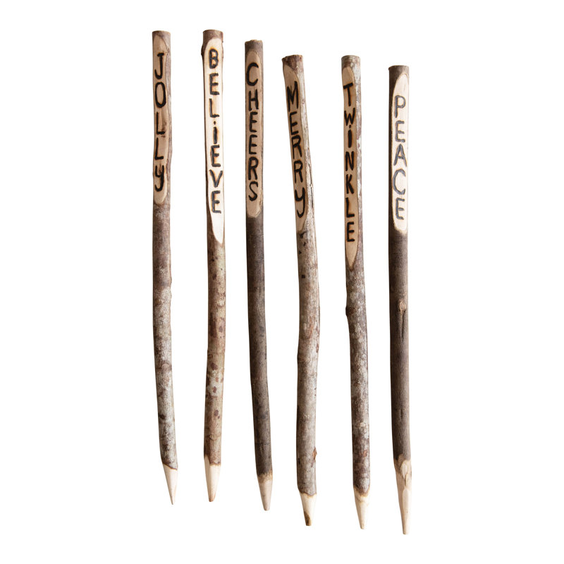 Piquet en bois avec mot des Fêtes