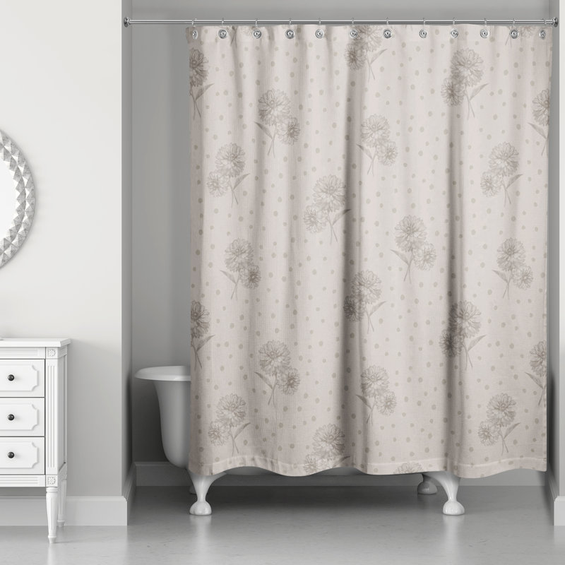 Rideau de douche simple à motif floral, Brun