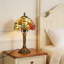 Lampe de table en vitrail Tiffany, base en résine bronze, ampoule incluse