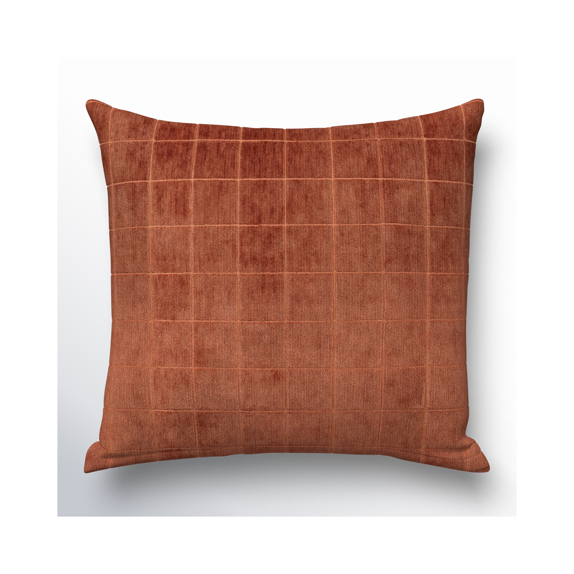 Otterville Velvet Grid Throw Pillow, Polyester, 20"H x 20"W, Nutmeg Geometric