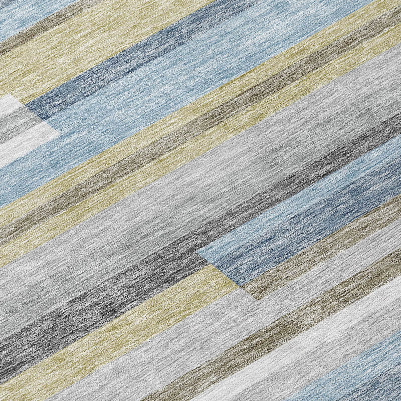 Malchow Washable Striped Indoor / Outdoor Rug, Rectangle 1'8" x 2'6"