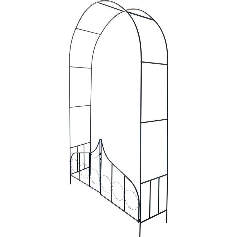 Hirsch Garden  Metal Arched Trellis with Gate