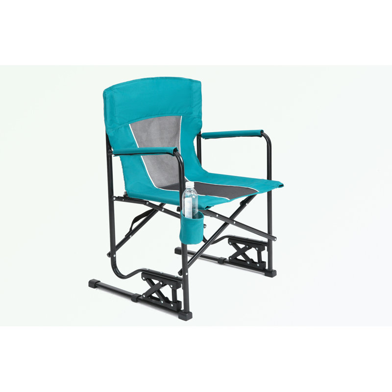 Folding Duty Lawn Chair with Durable Armrests and Drink Holder, Blue