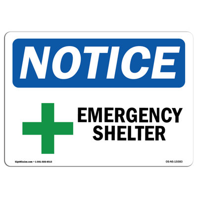 Emergency Shelter Aluminum Sign 12 x 18
