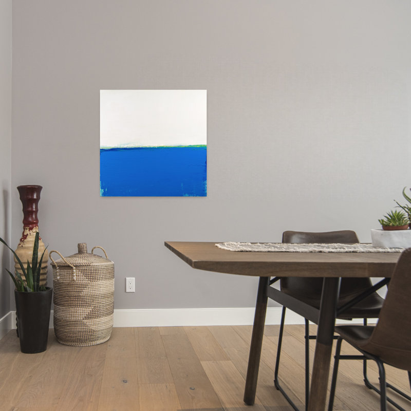 Art contemporain abstrait ouvert bleu, H 24 po x l 24 po