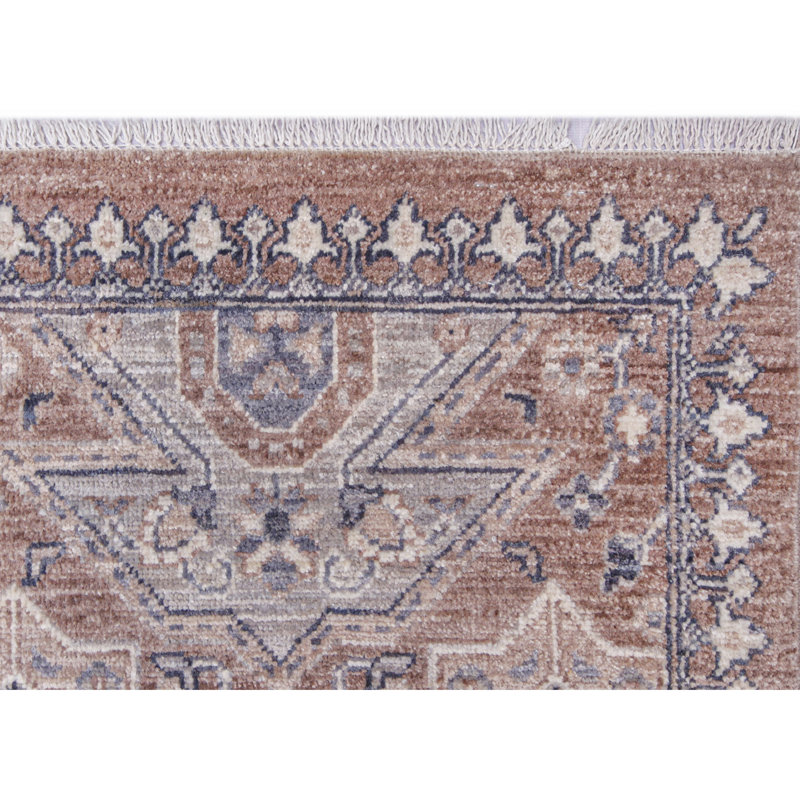 Tapis unique brun, beige et gris de 9 pi 11 po x 13 pi 7 po