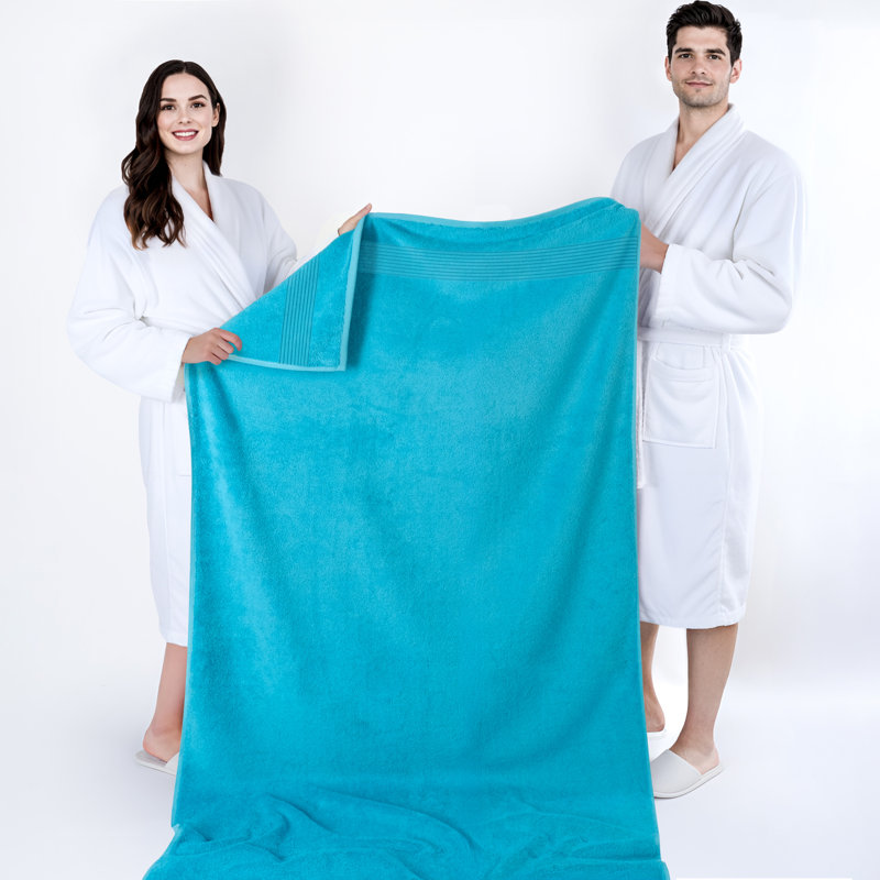 Grand drap de bain 100% coton 2 pièces Bekos Collection, Bleu aqua