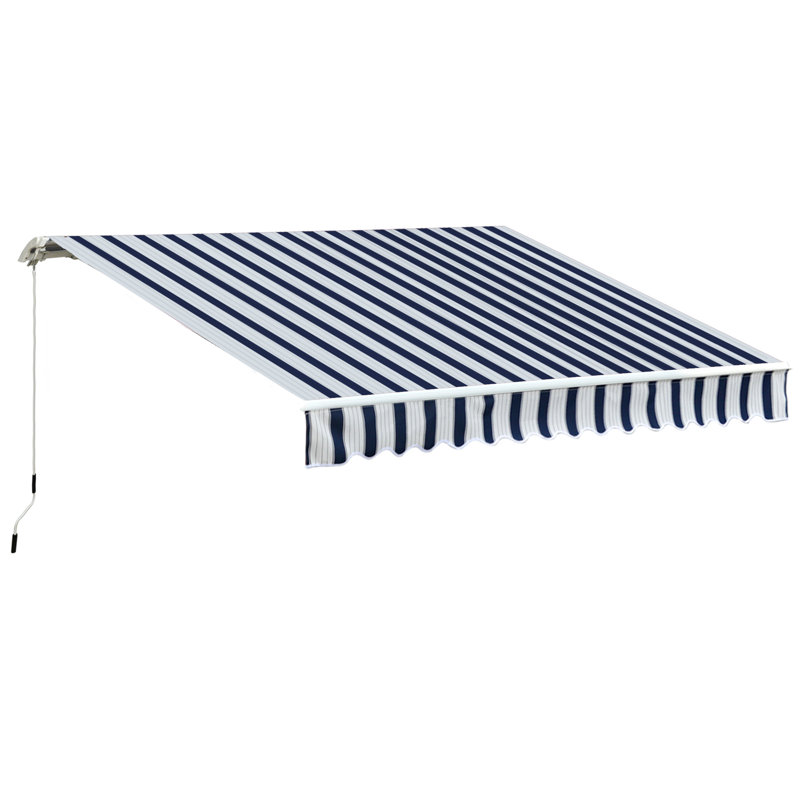 Tucker Garden Patio Manual Awning Retractable, 350 cm W x 250 cm D, Blue/White