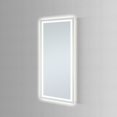 DAX Praiano 32" Wide Wall Mount LED Mirror with Aluminum Frame, Metallic
