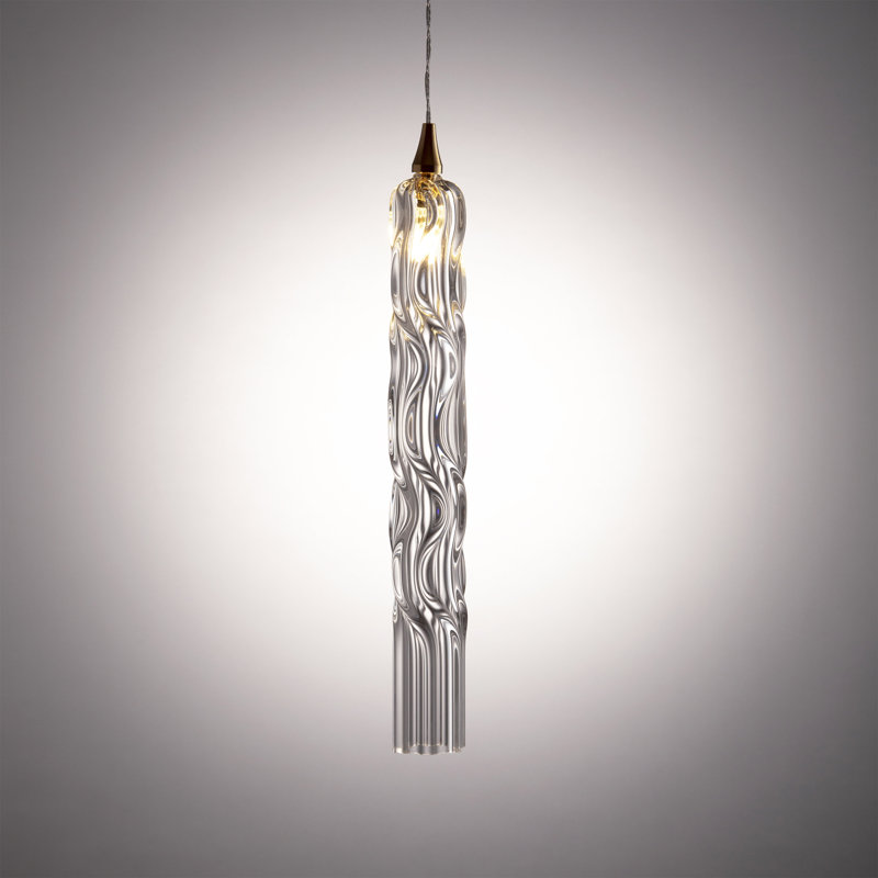 Crystal Falls 3 - Light Cluster Cylinder Pendant, Brass