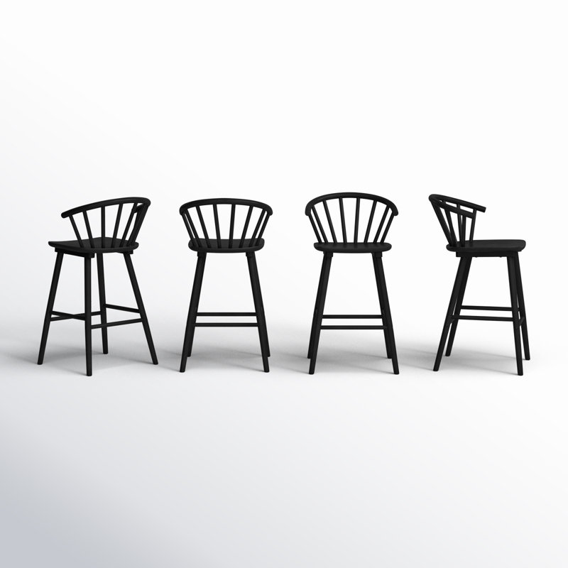 Tabouret Chelssie, Tabouret de comptoir (siège d’une hauteur de 24, Noir, noir, noir, noir, 4
