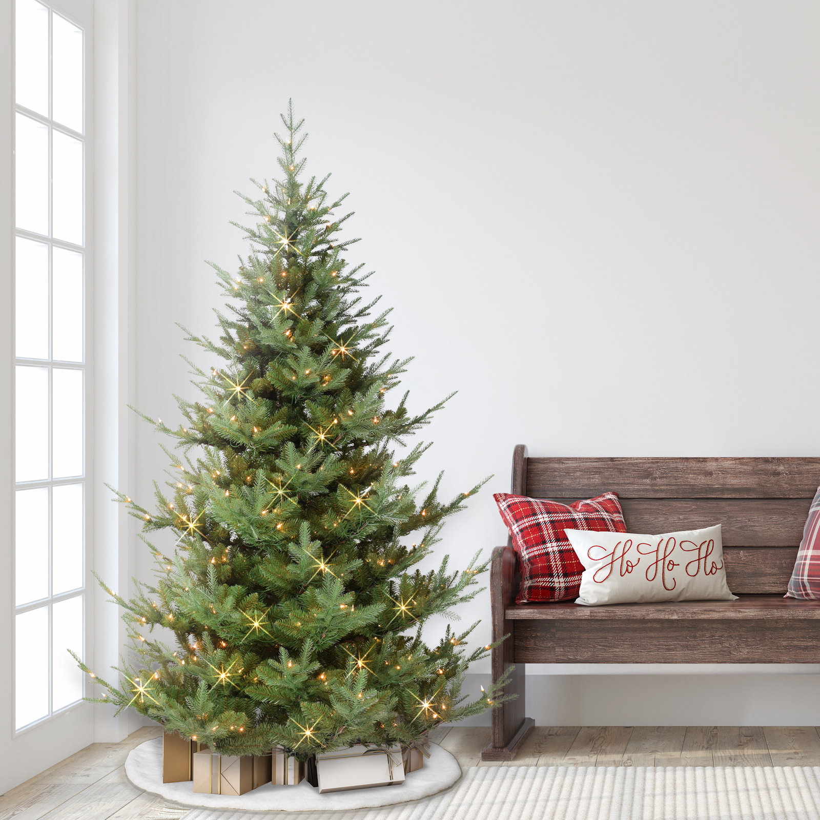 Flocked Pre-Lit Spuce Christmas Tree, 6' 6" H