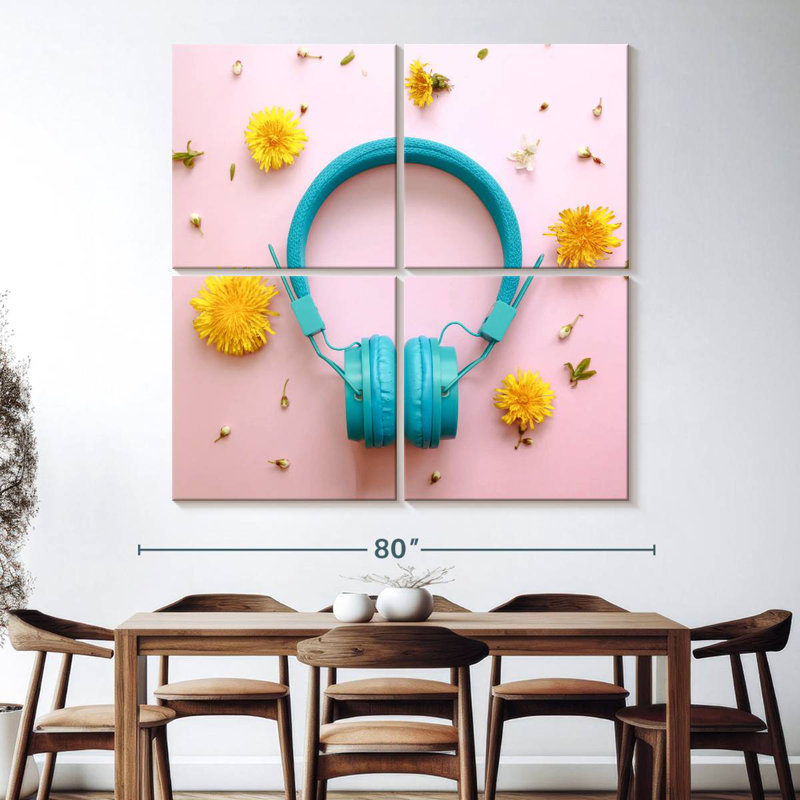 Abarca Daisies And Headphones, 74" H x 74" W