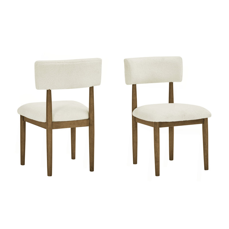 Ensemble de 2 chaises de salle à manger rembourrées Ellis Boucle, Bois de chêne naturel