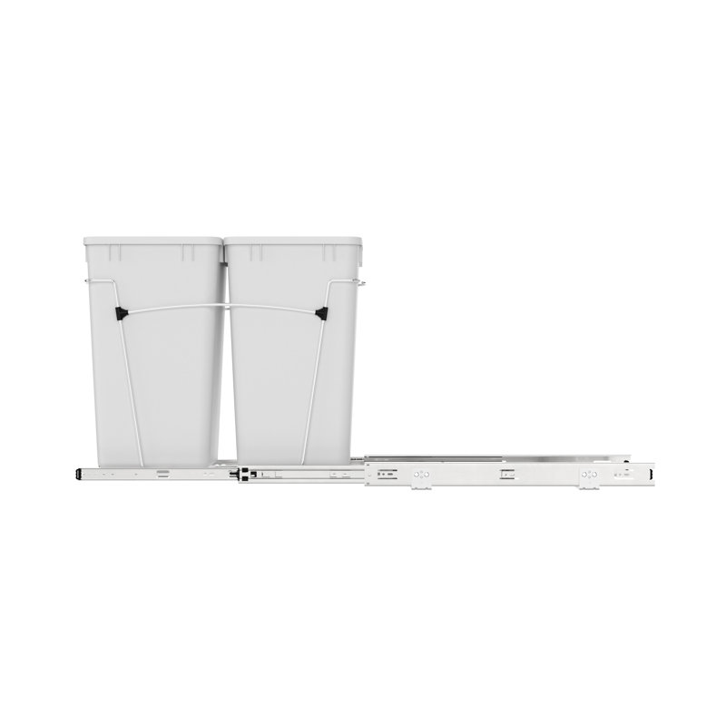Rev-A-Shelf Double Pullout Trash Can 35 qt. for Kitchen , White, 35 quart