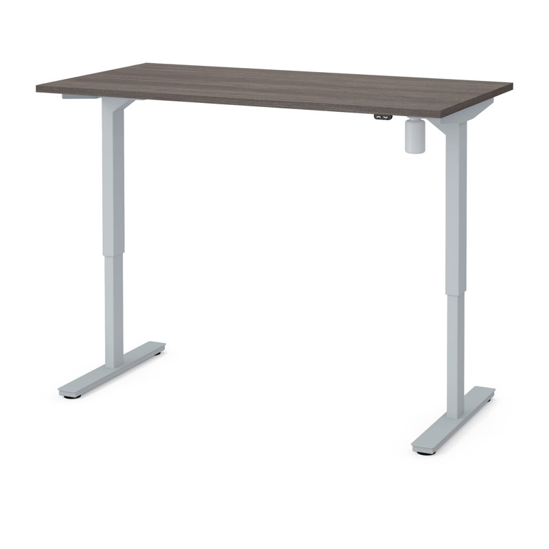 Bureau debout à hauteur ajustable Zoie, Gris écorce / gris, H 45 po x l 59,6 po x P 29,5 po
