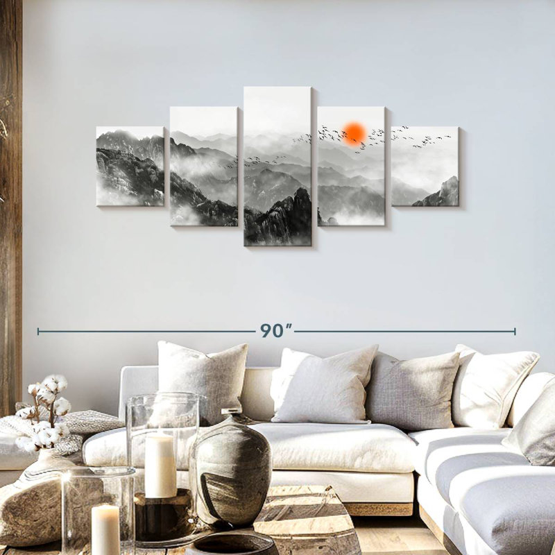 Traditional Chinese Mountain, 30" H x 68" W