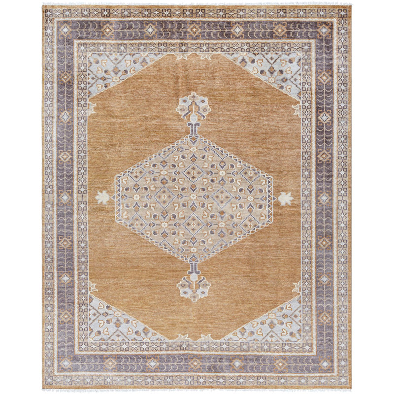 Riviera Hand Knotted Area Rug in Tan, Runner 3' x 10'