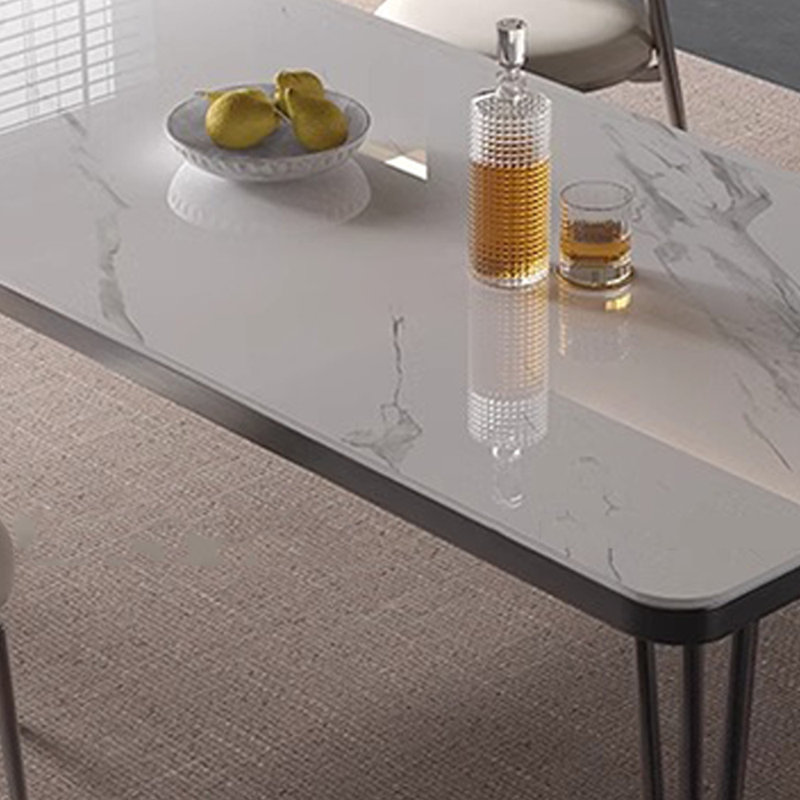 Table et chaises de salle à manger modernes haut de gamme, H 29,5 po x L 70,8 po x l 33,4 po, Blanc