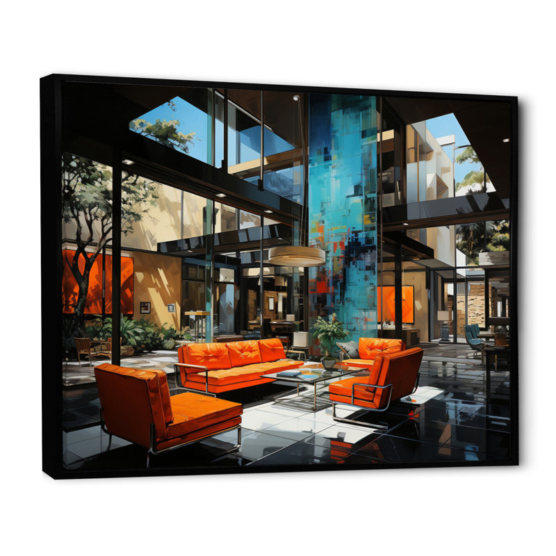 Mid Century «Bold», impression sur toile encadrée, H 24 po x l 32 po x P 1 po, Cadre flottant noir