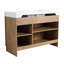 Meuble-lavabo autoportant de 122 cm (48 po) avec lavabo à bords épais en résine et armoire de rangement à 3 portes et 2 étagères en chêne imitation.-347894996